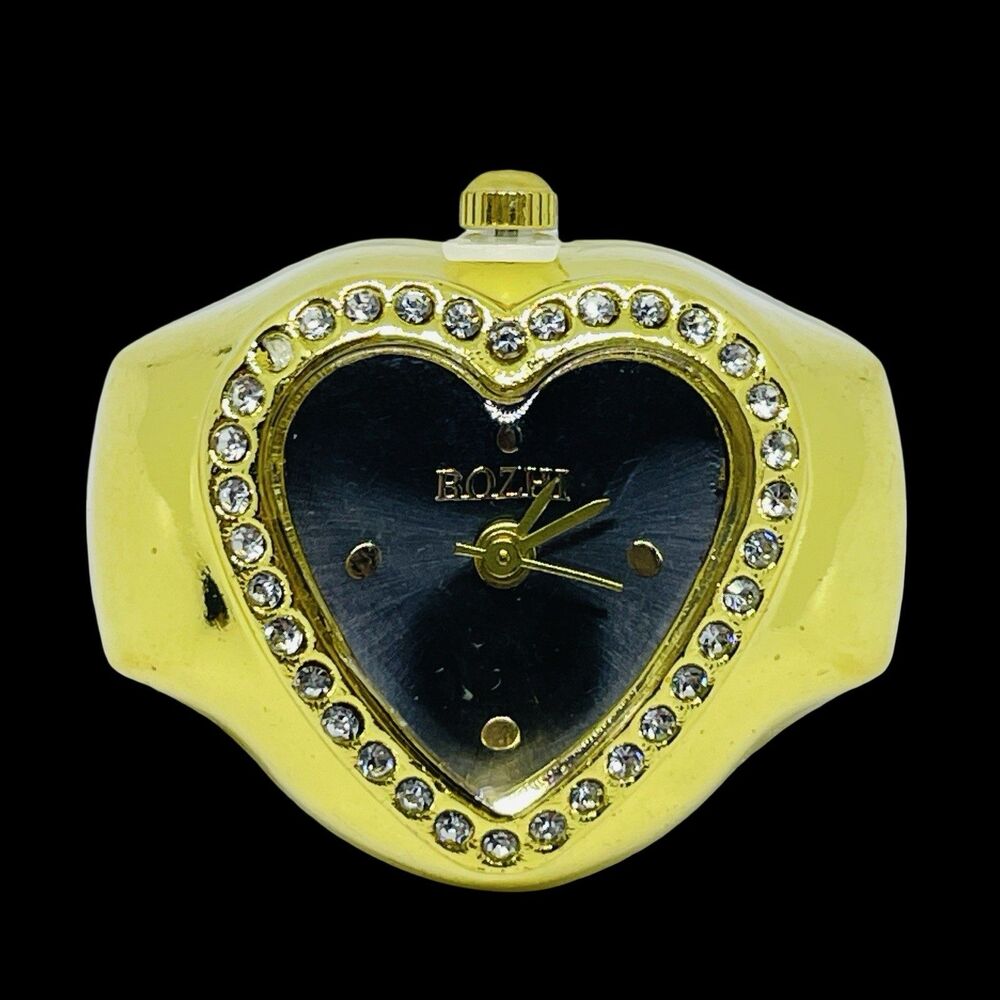 BOZHI Ring Watch Gold Design With Crystals New